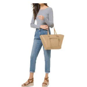 Michael Kors Carine Medium Pebble Leather TanTote Shoulder Bag